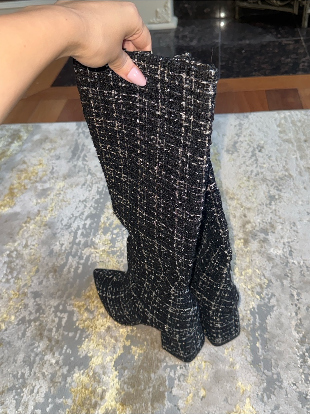 Jessica Simpson Black Tweed Over-the-Knee Pointed Boots - Picture 2 of 4